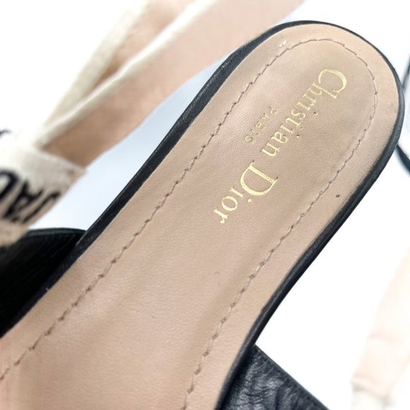 Dior J’Adior Two-Toned Leather White Ribbon Logo Slingback Ballerina Flats 41 - Picture 5 of 7